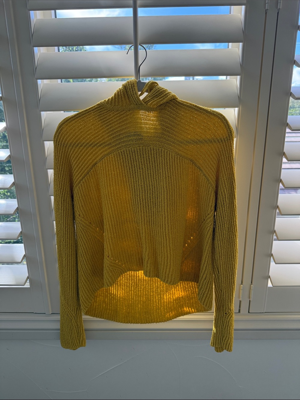 rag & bone Mustard Yellow Cropped Hooded Knit Sweater